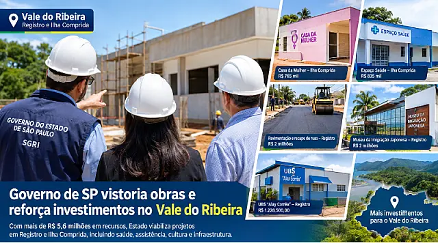 Secretaria de Governo vistoria obras que somam mais de R$ 5,6 milhões do estado em Ilha Comprida e em Registro