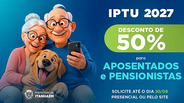 Desconto de 50% no IPTU 2027 já pode ser solicitado por aposentados e pensionistas