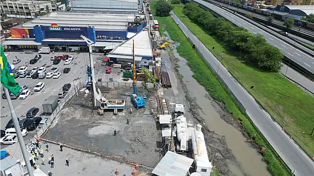 Começa a obra de nova estação para combater alagamentos na Zona Noroeste de Santos