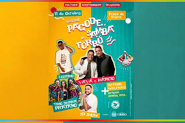 Cubatão promove Festival de Pagode, Samba e Forró no bairro Vila Nova, neste domingo (11)